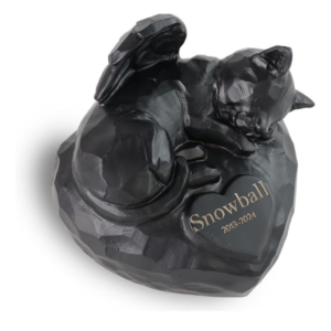 Generic Black Angel Cat Shape Urns for Ashes - Personalized Memorial Cat Ashes Urn with Engraving Your Pet's Name,Date,Sympathy Urn for Loss of Pet Cat